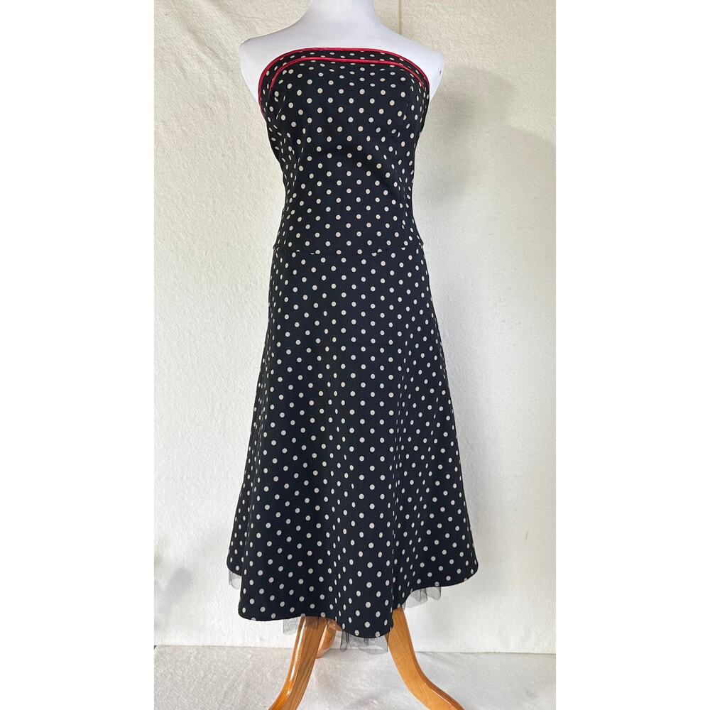 Ruby Rox 50's Style Polka Dot Rockabilly Strapless Dress SZ 14 Pin Up Girl